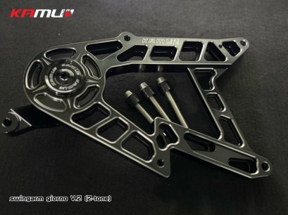 สวิงอาร์ม CNC V.2 สายฟ้า ตรงรุ่น GIORNO+ สีดำ-เทา ฝาดำ