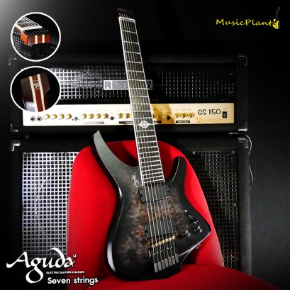 Aguda Electric Guitar กีตาร์ไฟฟ้าหัวตัด รุ่น Black Holes 7 Strings