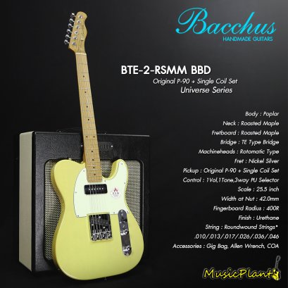 Bacchus กีตาร์ไฟฟ้า รุ่น BTE-2-RSM/M BBD (Original P-90 + Single Coil Set) BUTTERSCOTCH BLONDE