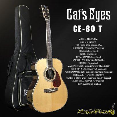 Cat's Eyes Guitar กีตาร์โปร่ง Top Solid รุ่น CE-80T