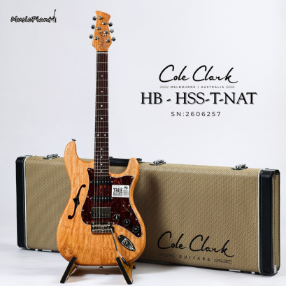 Cole Clark | Hollow Baby HSS - True Balance Pickups - Natural - Tortoise Shell scratach plate (SN : 2606257)