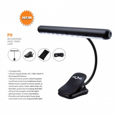 FZONE LED Light Lamp for Music Stand ไฟ LED ติดขาแสตนด์ ชาร์จไฟได้ รุ่น P-9