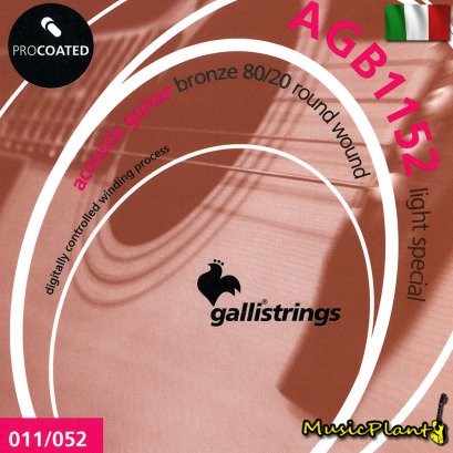 GalliStrings สายกีตาร์โปร่งเคลือบกันสนิม Coated 80/20 Bronze รุ่น  AGB1152 LIGHT S. GalliStrings สายกีตาร์โปร่งเคลือบกันสนิม Coated 80/20 Bronze รุ่น  AGB1152 LIGHT S.