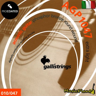 GalliStrings สายกีตาร์โปร่งเคลือบกันสนิม Coated Phospher Bronze รุ่น AGP1047 EXTRA LIGHT GalliStrings สายกีตาร์โปร่งเคลือบกันสนิม Coated Phospher Bronze รุ่น AGP1047 EXTRA LIGHT