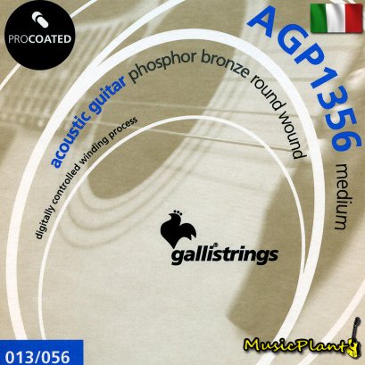 GalliStrings สายกีตาร์โปร่งเคลือบกันสนิม Coated Phospher Bronze รุ่น AGP1356 MEDIUM 13 - 56 GalliStrings สายกีตาร์โปร่งเคลือบกันสนิม Coated Phospher Bronze รุ่น AGP1356 MEDIUM 13 - 56