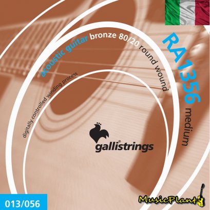 GalliStrings สายกีตาร์โปร่ง รุ่น RA1356 (80/20) Medium (13-56) GalliStrings สายกีตาร์โปร่ง รุ่น RA1356 (80/20) Medium (13-56)