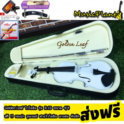 Golden Leaf Violin ไวโอลิน รุ่น R-10WH ขนาด 4/4 พร้อม กระเป๋า ที่รองบ่า คันชักไวโอลิน ยางสน สายไวโอลิน