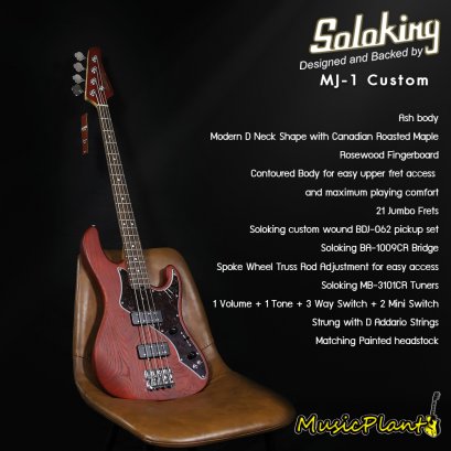 Soloking เบสไฟฟ้า Electric Bass รุ่น MJ-1 Custom In Seethru Red