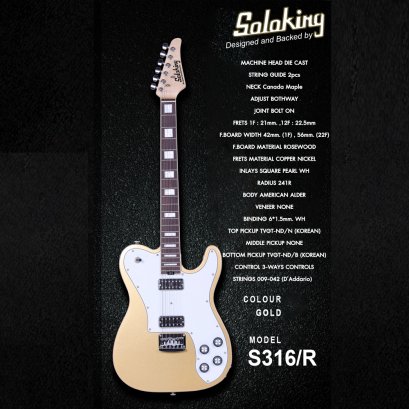 Soloking กีตาร์ไฟฟ้า Electric Guitar รุ่น S-316R In Gold Top