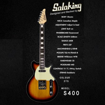 Soloking กีตาร์ไฟฟ้า Electric Guitar รุ่น S-400 In Brown Sunburst