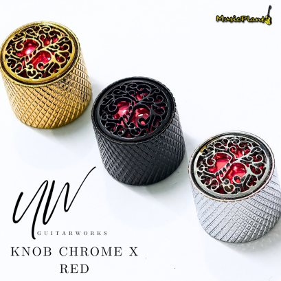 UW Guitar Knobs ลูกบิด / ปุ่มวอลลุ่ม ปุ่มโทน รุ่น Chrome X Red