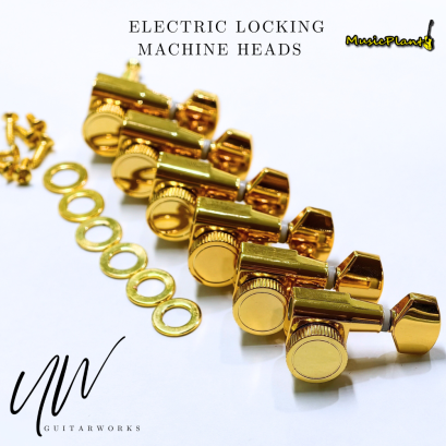 UW Locking Tuning Machine Head ลูกบิดล็อคสายสำหรับกีตาร์ไฟฟ้า 6L (Gold)