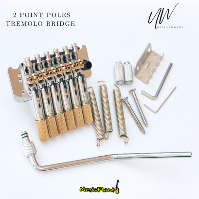 UW Chrome Headless Guitar  2 Point Poles Tremolo Bridge บริดจ์สำหรับกีตาร์หัวตัด