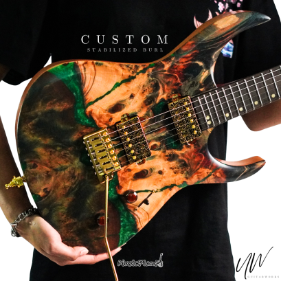 UW GuitarWorks - Custom Stabilized Burl (Natural - Green)