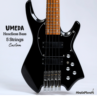 Umeda - Active Headless Bass 5 Strings Black and White Custom (3.6 Kgs)