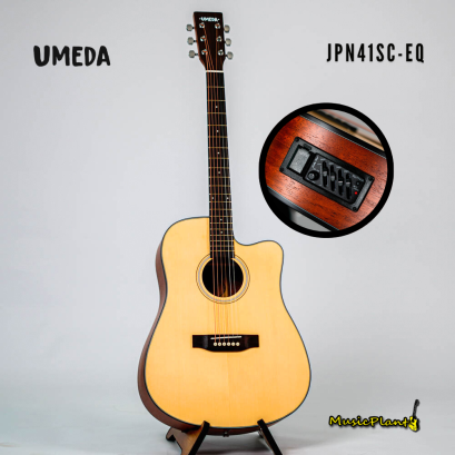 Umeda กีตาร์โปร่งไฟฟ้า ขนาด 41 นิ้ว รุ่น JPN-41SCE ไม้ Spruce - Mahogany