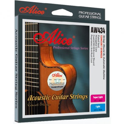 Aliceซ AW434SL (11-52), Acoustic Guitar Strings, Rustproof,  Coated 80/20 Bronze Wound Aliceซ AW434SL (11-52), Acoustic Guitar Strings, Rustproof,  Coated 80/20 Bronze Wound