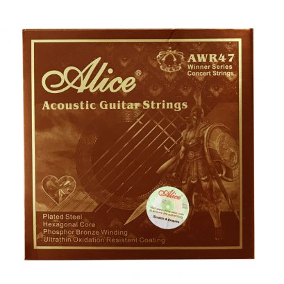 สายกีตาร์โปร่ง Alice แบบเคลือบกันสนิม Coated Phospher Bronze Widing รุ่น AWR47L (12-53)