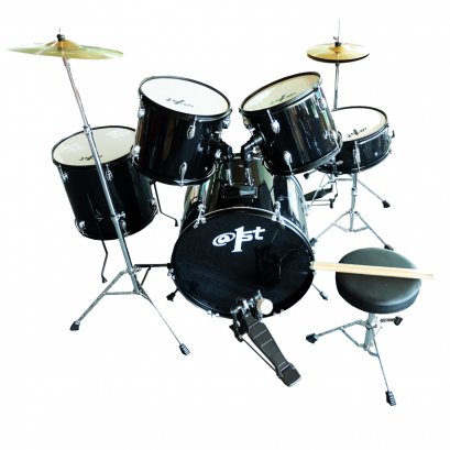 At First Drum Set กลองชุดใหญ่ 5 ใบ พร้อมฉาบและขาฉาบครบเซ็ต รุ่น AD-01+ เก้าอี้กลอง + ไม้กลอง