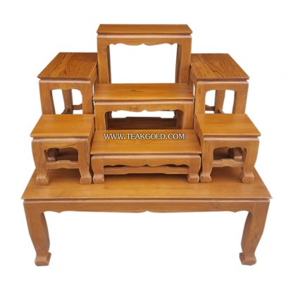 015_โต๊ะหมู่บูชาไม้สัก 7 หน้า 9 นิ้ว