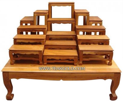 016_โต๊ะหมู่บูชาไม้สัก 15 หน้า