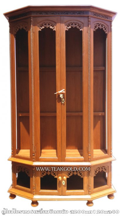 019_ตู้โชว์ปืนโบราณไม้สัก