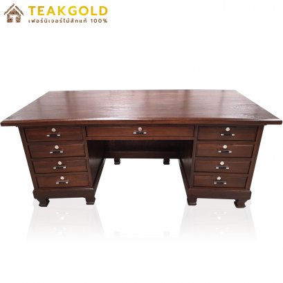 010_โต๊ะทำงานไม้สักสีโอ๊ค
