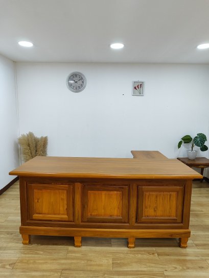 015_โต๊ะทำงานไม้สักขาโปร่ง 2 ตัว