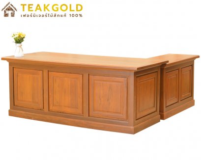 011_โต๊ะทำงานไม้สักขาทึบ 2 ตัว