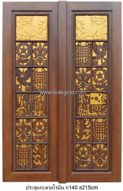 047_ประตูไม้สักแกะลายโรมัน