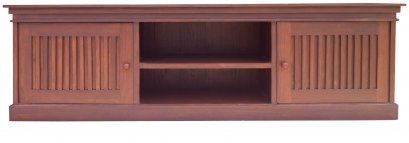 016_ชั้นวางทีวี ทรงเตี้ยบานซี่เหลี่ยม สีโอ๊ค