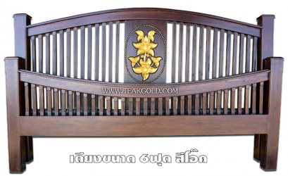 016_เตียงไม้สักซี่ระแนงแกะลายดอกไม้