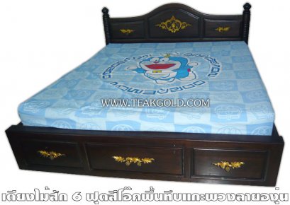 017_เตียงไม้สักสีโอ๊คพื้นทึบ