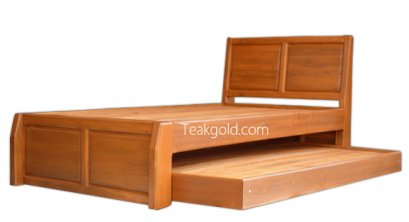 041_เตียงไม้สัก 3.5 ฟุต มีเตียงซ้อน