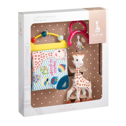 SOPHIE LA GIRAFE เซตยางกัดโซฟี หนังสือผ้า Birth gift set (ห่วงเขย่าคละสี)