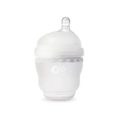 OLABABY ขวดนมซิลิโคนป้องกันโคลิค ขนาด 4 oz.พร้อมจุก Slow Flow (0-3m)