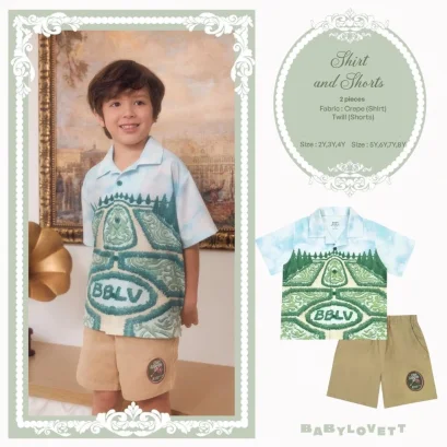 BabyLovett Villa Fontaine Collection Shirt & Shorts Set No.18 ชุดเซ็ตเด็ก 2 ชิ้น ผ้า Crepe พิมพ์ลาย