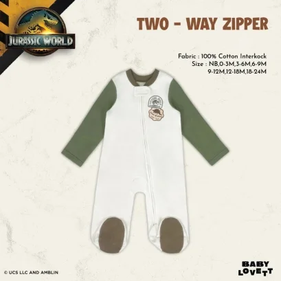 BabyLovett ชุดนอนเด็กปิดเท้า Jurassic World™ Two-Way Zipper ผ้า 100% Premium Cotton (0M-2Y)