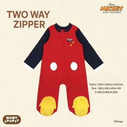 BabyLovett ชุดนอนเด็กปิดเท้า Mickey Mouse &amp; Friends&trade; Two-Way Zipper ผ้า 100% Premium Cotton (0M-2Y)