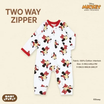 BabyLovett ชุดนอนเด็กเปิดเท้า Mickey Mouse & Friends™ Two-Way Zipper ผ้า 100% Premium Cotton (0M-3Y)