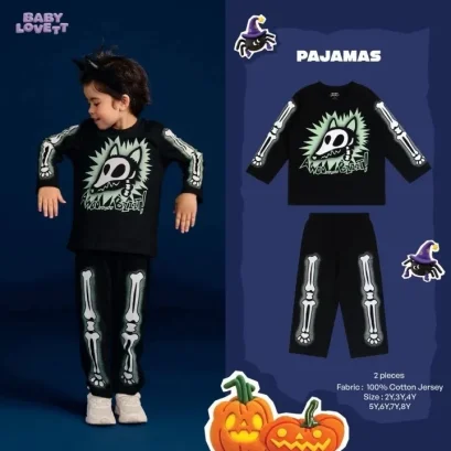 BabyLovett ชุดนอนเด็ก Halloween ลายโครงกระดูก 2 ชิ้น เสื้อแขนยาวและกางเกงขายาว