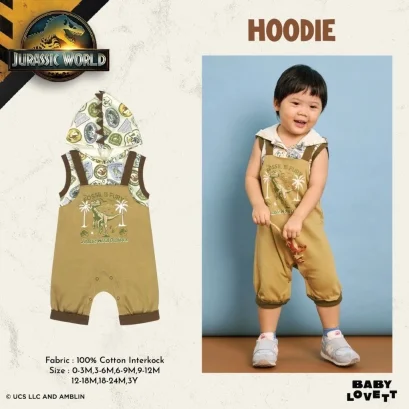 Babylovett ชุดรอมเปอร์พร้อมฮู้ดเด็ก ลาย Jurassic World (0-3 ขวบ)