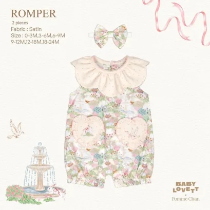 BabyLovett ชุดรอมเปอร์เด็กแขนกุดพร้อมโบว์คาดผม คอลเลกชัน x Pomme Chan (0-24 เดือน)