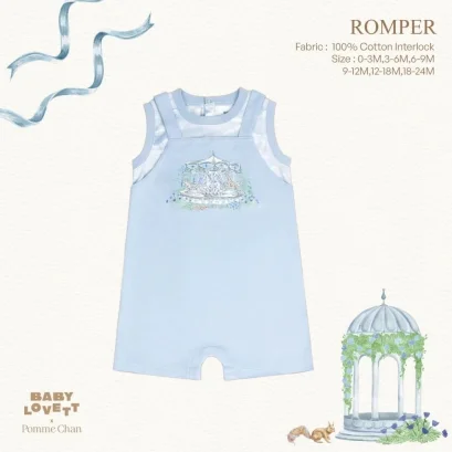 BabyLovett ชุดรอมเปอร์เด็กแขนกุด สีฟ้า คอลเลกชัน x Pomme Chan ( 0-24 เดือน)