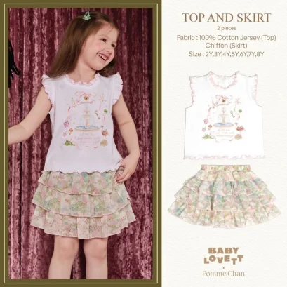 BabyLovett ชุดเซ็ตเสื้อแขนกุดแต่งระบายและกระโปรง คอลเลกชัน x Pomme Chan