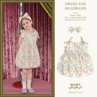 BabyLovett ชุดเดรสเด็กพร้อมโบว์คาดผม คอลเลกชัน x Pomme Chan (6 เดือน - 3 ขวบ)