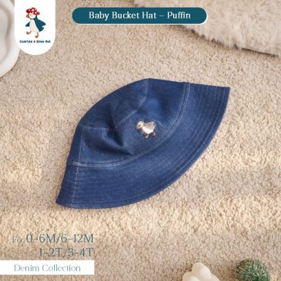 Charles x Snow Owl หมวกยีนส์ สำหรับเด็ก Baby Bucket Hat Denim