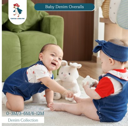 Charles x Snow Owl ชุดเอี๊ยมน่ารักๆ สำหรับเด็ก Denim Overalls (0-12m)