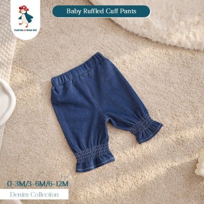 Charles x Snow Owl กางเกงยีนส์ห้าส่วนขาระบาย สำหรับเด็ก Ruffled Cuff Pants