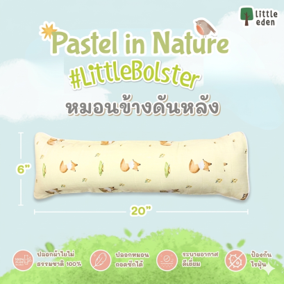 LITTLE EDEN หมอนข้างดันหลัง Pastel in Nature Collection พร้อมปลอกหมอนใยไผ่ 100% (0m+)